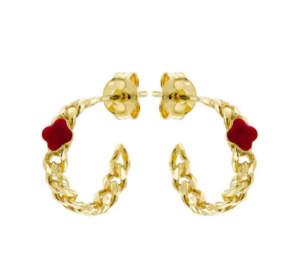 Vogue Earrings Goldplated with red enamel