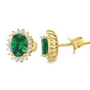 Gold Earrings with emerald 9k