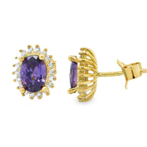 Gold Earrings with amethyst 9k