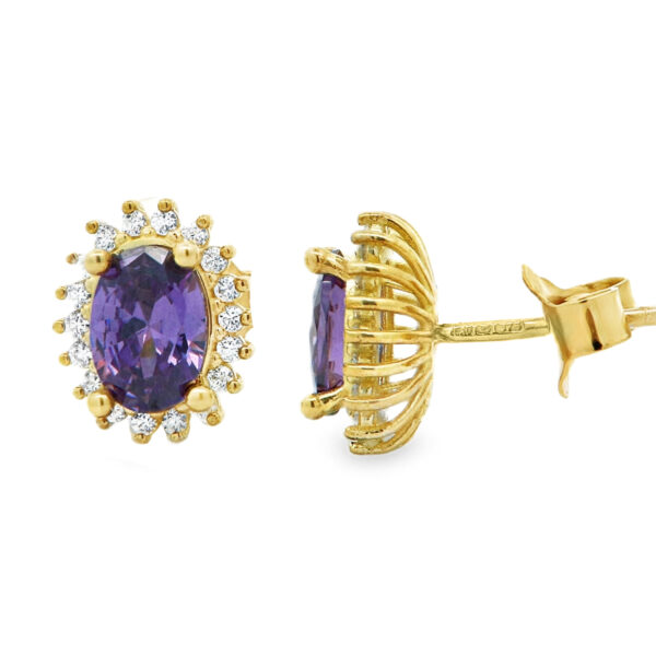 Gold Earrings with amethyst 9k