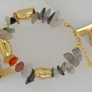 Chunky Gemstone Bracelet with Gold Details
