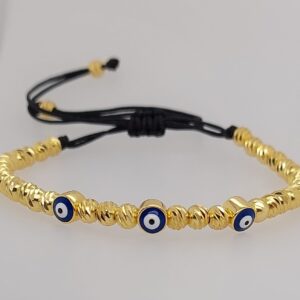 Adjustable Evil Eye Cord Bracelet Silver 925