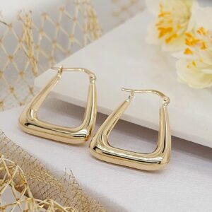 Geometric Gold Hoop Earrings 9k