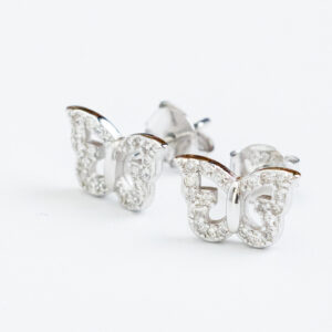 Silver 925  Butterfly earringsButterfly shaped silver earrings with clear zircons on both sides