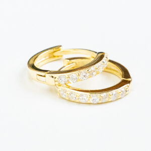 Silver 925 goldplated Small Hoop EarringsHoop earrings with sparkle line.
