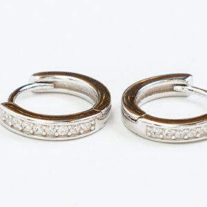 Silver 925  Small Hoop Earrings Small hoop earrings with  inset clear zircons
