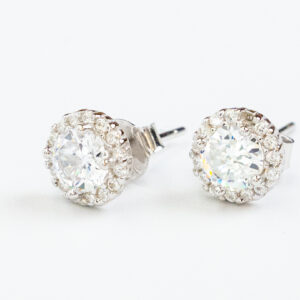 Silver 925 Large Round Crystal StudsOversized round solitaire studs with full sparkle.
