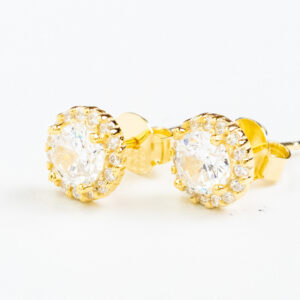 Silver 925 Goldplated Sunburst StudsRound center with radiating gem “rays.”