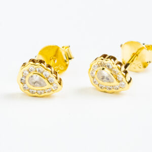 Silver 925 Goldplated tear shaped StudsTear shaped earrings with clear tone zircons