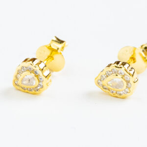 Silver 925 Goldplated tear shaped StudsTear shaped earrings with clear tone zircons