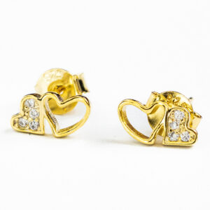 Silver 925 Goldplated Heart Gem Studs