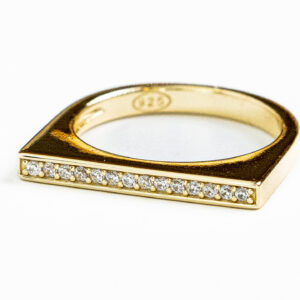 Flat Silver925 Goldplated with 18k Band with Stones