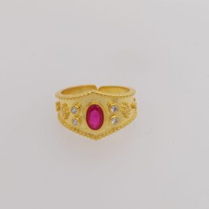 Silver 925 Goldplated with 18K ring with ruby zircon
